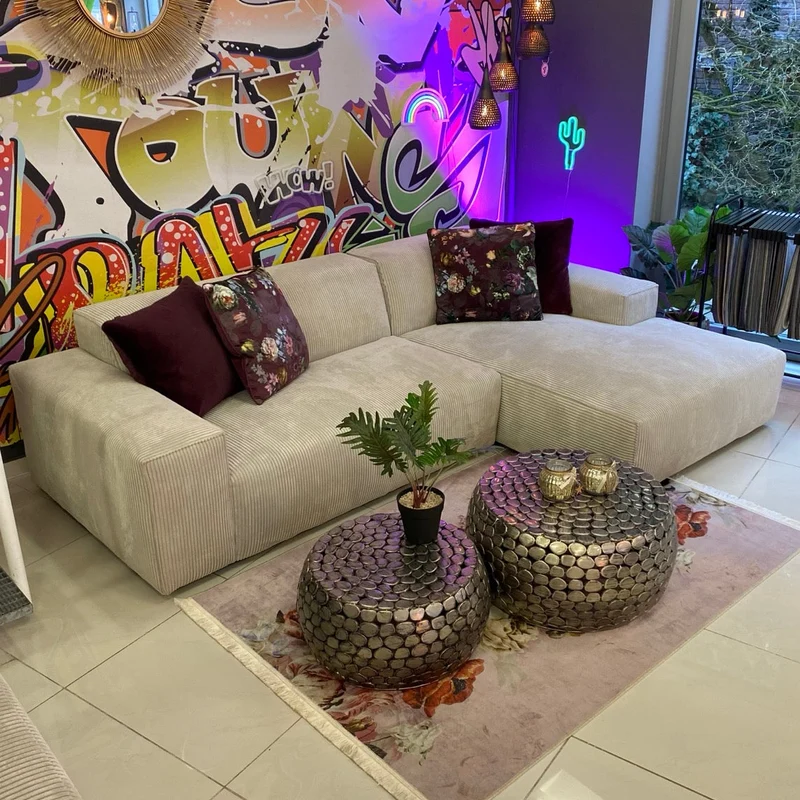 Petite Ecksofa nach Maß – Breitcord Cream