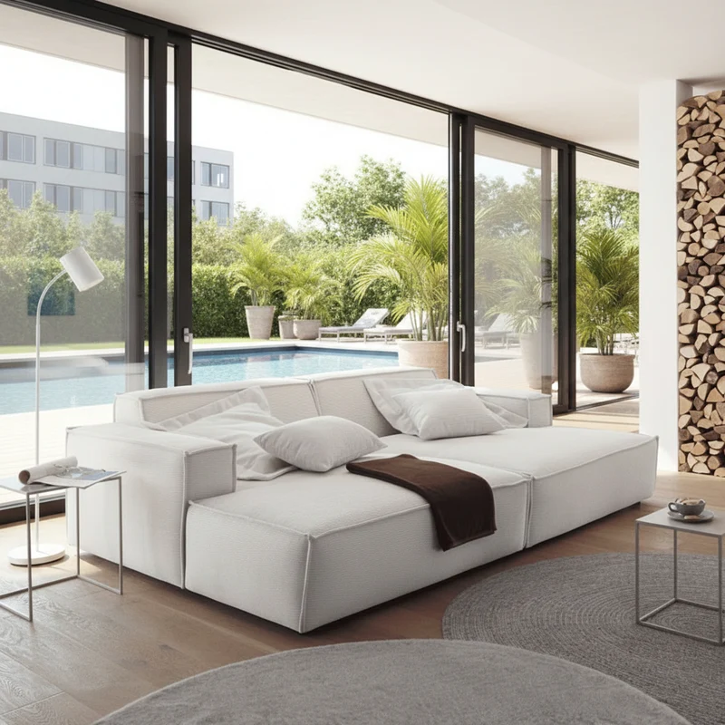 Easy Bigsofa modular – Feincord Weiß