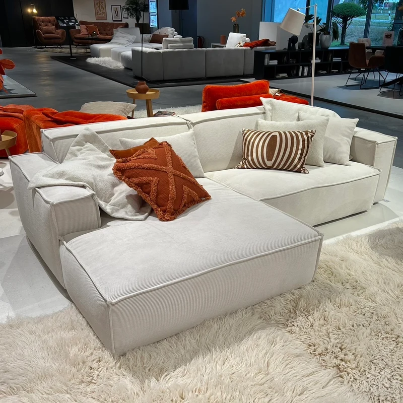 Easy Ecksofa modular – Feincord Weiß